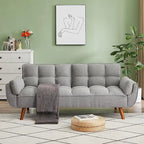 Canapé futon en velours, causeuse futon convertible avec dossier réglable et pieds coniques en bois pour salon, chambre à coucher