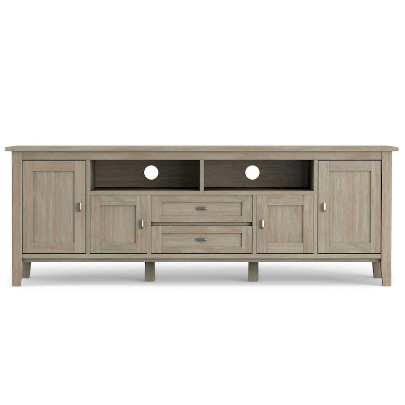 Meuble TV/Média WYNDENHALL Norfolk en BOIS MASSIF de 72 pouces de large pour téléviseurs jusqu'à 80 pouces - 72 L x 17,5 P x 26 H