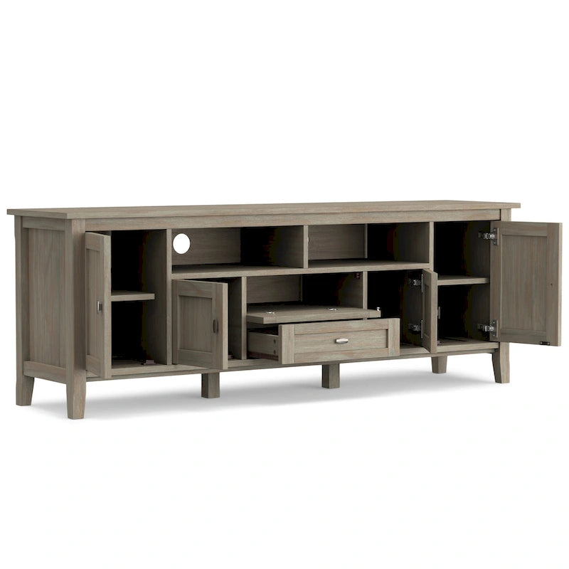 Meuble TV/Média WYNDENHALL Norfolk en BOIS MASSIF de 72 pouces de large pour téléviseurs jusqu'à 80 pouces - 72 L x 17,5 P x 26 H