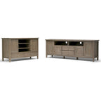 Meuble TV/Média WYNDENHALL Norfolk en BOIS MASSIF de 72 pouces de large pour téléviseurs jusqu'à 80 pouces - 72 L x 17,5 P x 26 H