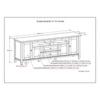 Meuble TV/Média WYNDENHALL Norfolk en BOIS MASSIF de 72 pouces de large pour téléviseurs jusqu'à 80 pouces - 72 L x 17,5 P x 26 H