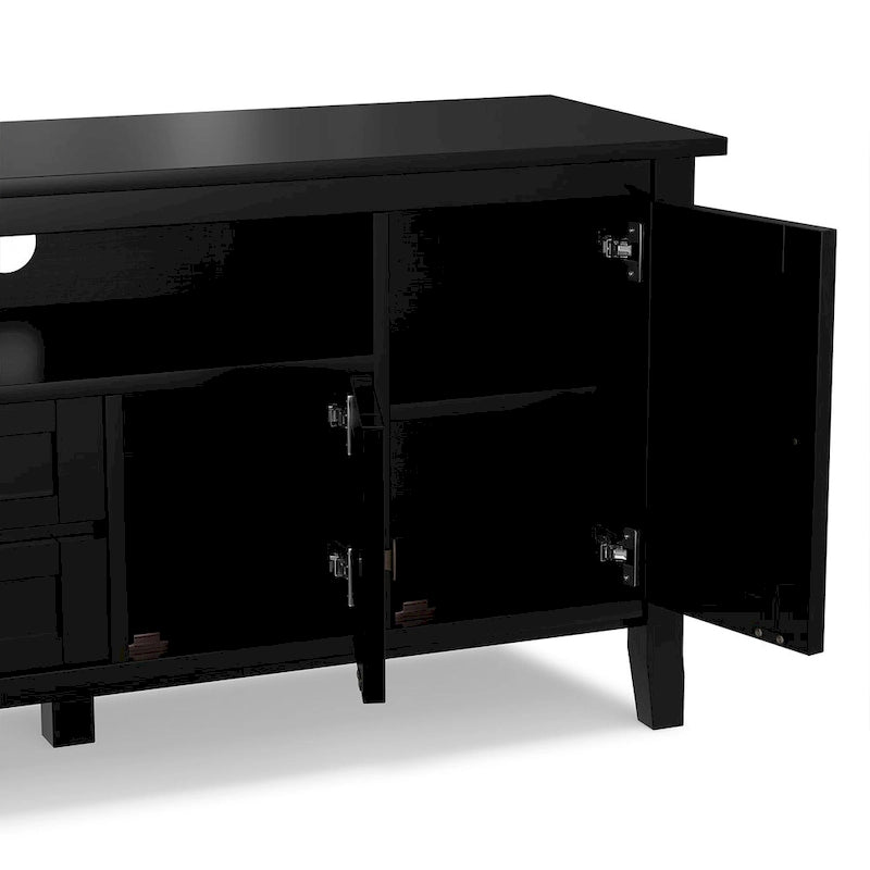 Meuble TV/Média WYNDENHALL Norfolk en BOIS MASSIF de 72 pouces de large pour téléviseurs jusqu'à 80 pouces - 72 L x 17,5 P x 26 H
