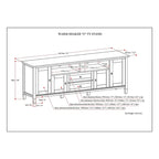 Meuble TV/Média WYNDENHALL Norfolk en BOIS MASSIF de 72 pouces de large pour téléviseurs jusqu'à 80 pouces - 72 L x 17,5 P x 26 H