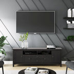 Meuble TV/Média WYNDENHALL Norfolk en BOIS MASSIF de 72 pouces de large pour téléviseurs jusqu'à 80 pouces - 72 L x 17,5 P x 26 H