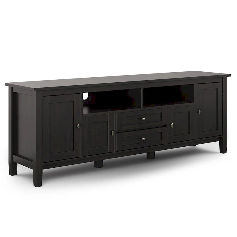 Meuble TV/Média WYNDENHALL Norfolk en BOIS MASSIF de 72 pouces de large pour téléviseurs jusqu'à 80 pouces - 72 L x 17,5 P x 26 H