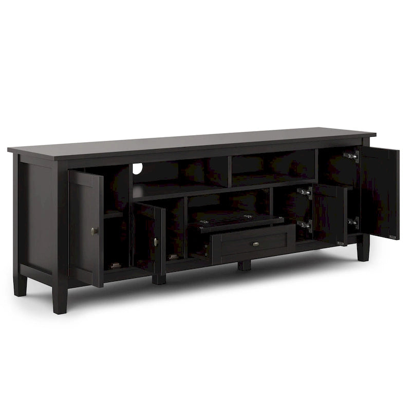 Meuble TV/Média WYNDENHALL Norfolk en BOIS MASSIF de 72 pouces de large pour téléviseurs jusqu'à 80 pouces - 72 L x 17,5 P x 26 H