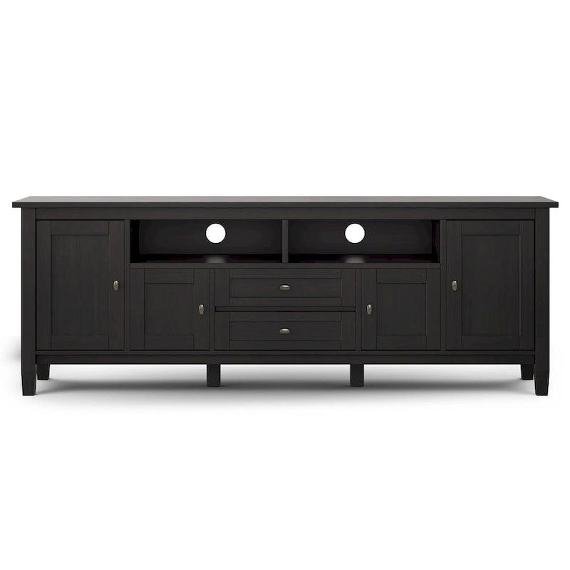 Meuble TV/Média WYNDENHALL Norfolk en BOIS MASSIF de 72 pouces de large pour téléviseurs jusqu'à 80 pouces - 72 L x 17,5 P x 26 H
