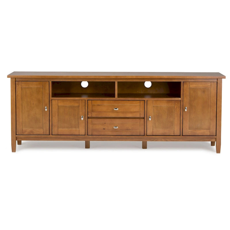 Meuble TV/Média WYNDENHALL Norfolk en BOIS MASSIF de 72 pouces de large pour téléviseurs jusqu'à 80 pouces - 72 L x 17,5 P x 26 H