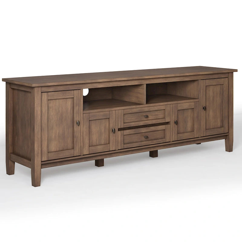Meuble TV/Média WYNDENHALL Norfolk en BOIS MASSIF de 72 pouces de large pour téléviseurs jusqu'à 80 pouces - 72 L x 17,5 P x 26 H