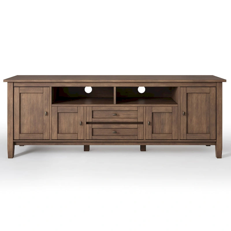 Meuble TV/Média WYNDENHALL Norfolk en BOIS MASSIF de 72 pouces de large pour téléviseurs jusqu'à 80 pouces - 72 L x 17,5 P x 26 H