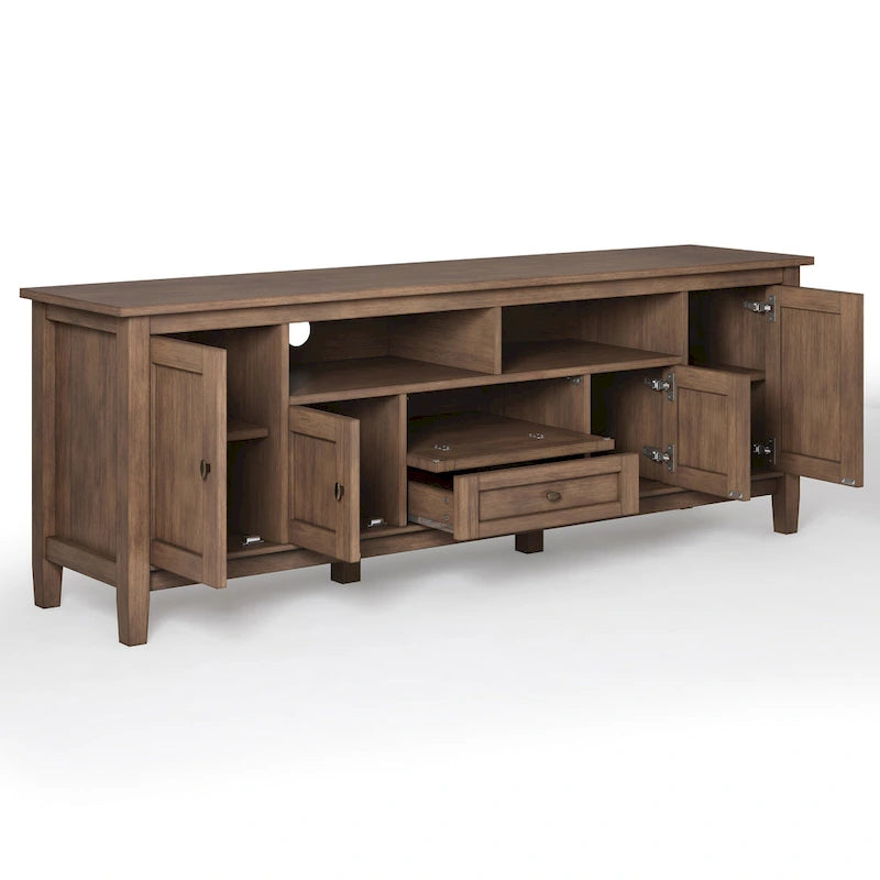 Meuble TV/Média WYNDENHALL Norfolk en BOIS MASSIF de 72 pouces de large pour téléviseurs jusqu'à 80 pouces - 72 L x 17,5 P x 26 H