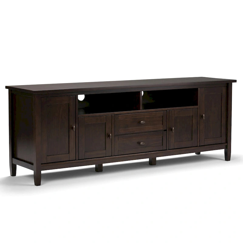 Meuble TV/Média WYNDENHALL Norfolk en BOIS MASSIF de 72 pouces de large pour téléviseurs jusqu'à 80 pouces - 72 L x 17,5 P x 26 H