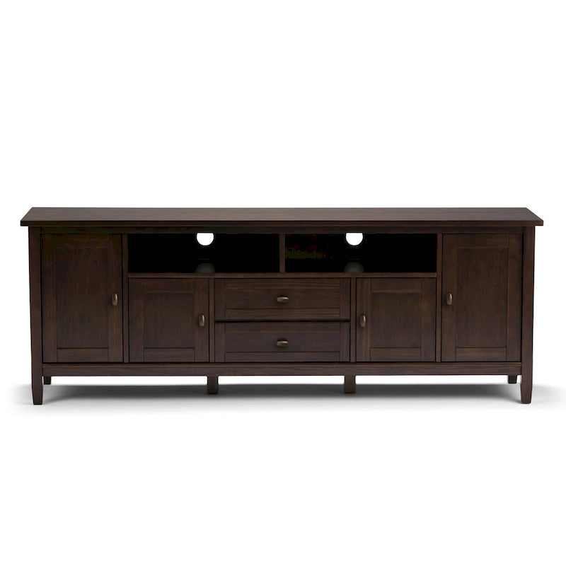 Meuble TV/Média WYNDENHALL Norfolk en BOIS MASSIF de 72 pouces de large pour téléviseurs jusqu'à 80 pouces - 72 L x 17,5 P x 26 H