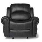 Fauteuil club relax planeur en cuir PU, marron/noir, surpiqûres contrastantes, 1 place