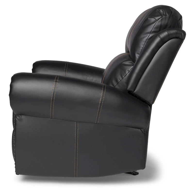 Fauteuil club relax planeur en cuir PU, marron/noir, surpiqûres contrastantes, 1 place
