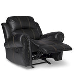 Fauteuil club relax planeur en cuir PU, marron/noir, surpiqûres contrastantes, 1 place