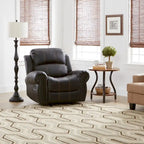 Fauteuil club relax planeur en cuir PU, marron/noir, surpiqûres contrastantes, 1 place