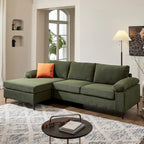 Canapé réversible avec méridienne, tissu suédine, pieds en métal, ressorts hélicoïdaux, marron clair/marron/gris/bleu/beige