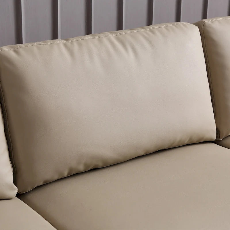Canapé réversible avec méridienne, tissu suédine, pieds en métal, ressorts hélicoïdaux, marron clair/marron/gris/bleu/beige
