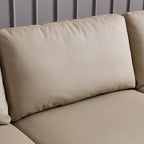 Canapé réversible avec méridienne, tissu suédine, pieds en métal, ressorts hélicoïdaux, marron clair/marron/gris/bleu/beige