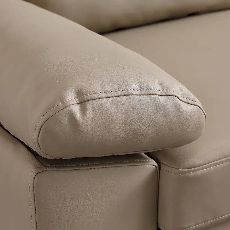 Canapé réversible avec méridienne, tissu suédine, pieds en métal, ressorts hélicoïdaux, marron clair/marron/gris/bleu/beige