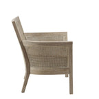 Fauteuil d'appoint en rotin, crème/beige/noir, cadre en bois, style ferme, 1 place