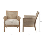 Fauteuil d'appoint en rotin, crème/beige/noir, cadre en bois, style ferme, 1 place