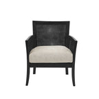Fauteuil d'appoint en rotin, crème/beige/noir, cadre en bois, style ferme, 1 place