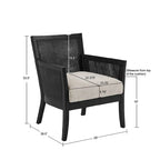 Fauteuil d'appoint en rotin, crème/beige/noir, cadre en bois, style ferme, 1 place