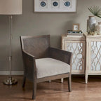 Fauteuil d'appoint en rotin, crème/beige/noir, cadre en bois, style ferme, 1 place
