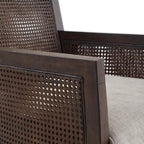 Fauteuil d'appoint en rotin, crème/beige/noir, cadre en bois, style ferme, 1 place