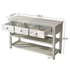 Console, Brun/Beige lavé, 4 tiroirs et 2 étagères, MDF, 119 cm