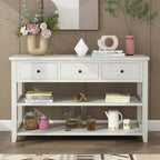 Console, Brun/Beige lavé, 4 tiroirs et 2 étagères, MDF, 119 cm