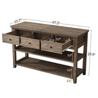 Console, Brun/Beige lavé, 4 tiroirs et 2 étagères, MDF, 119 cm