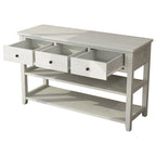Console, Brun/Beige lavé, 4 tiroirs et 2 étagères, MDF, 119 cm