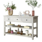 Console, Brun/Beige lavé, 4 tiroirs et 2 étagères, MDF, 119 cm