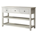 Console, Brun/Beige lavé, 4 tiroirs et 2 étagères, MDF, 119 cm