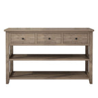Console, Brun/Beige lavé, 4 tiroirs et 2 étagères, MDF, 119 cm