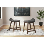 Tabouret de bar hauteur comptoir, lot de 2, style Mid-Century, polyester, coussin en mousse, structure en bois massif, 2 places, anthracite/sarcelle/gris/jaune
