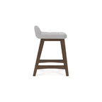 Tabouret de bar hauteur comptoir, lot de 2, style Mid-Century, polyester, coussin en mousse, structure en bois massif, 2 places, anthracite/sarcelle/gris/jaune
