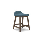 Tabouret de bar hauteur comptoir, lot de 2, style Mid-Century, polyester, coussin en mousse, structure en bois massif, 2 places, anthracite/sarcelle/gris/jaune