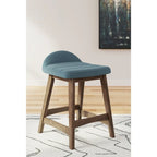 Tabouret de bar hauteur comptoir, lot de 2, style Mid-Century, polyester, coussin en mousse, structure en bois massif, 2 places, anthracite/sarcelle/gris/jaune
