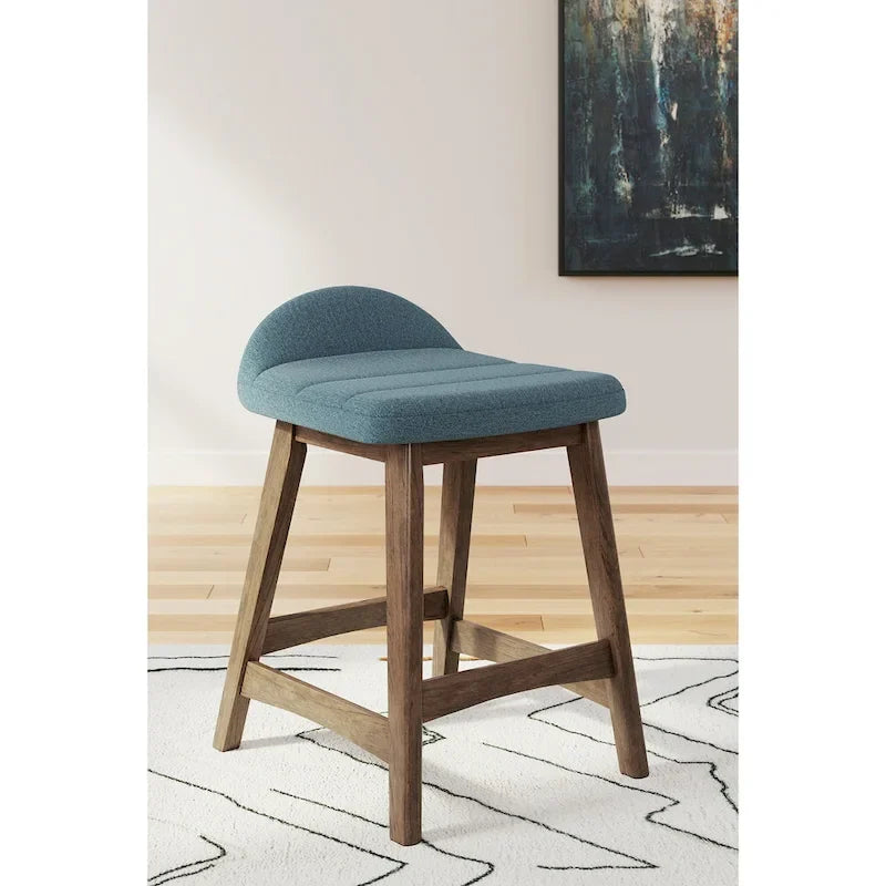 Tabouret de bar hauteur comptoir, lot de 2, style Mid-Century, polyester, coussin en mousse, structure en bois massif, 2 places, anthracite/sarcelle/gris/jaune