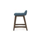 Tabouret de bar hauteur comptoir, lot de 2, style Mid-Century, polyester, coussin en mousse, structure en bois massif, 2 places, anthracite/sarcelle/gris/jaune