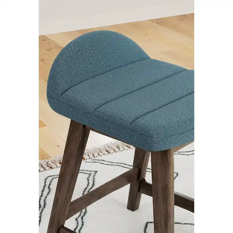 Tabouret de bar hauteur comptoir, lot de 2, style Mid-Century, polyester, coussin en mousse, structure en bois massif, 2 places, anthracite/sarcelle/gris/jaune