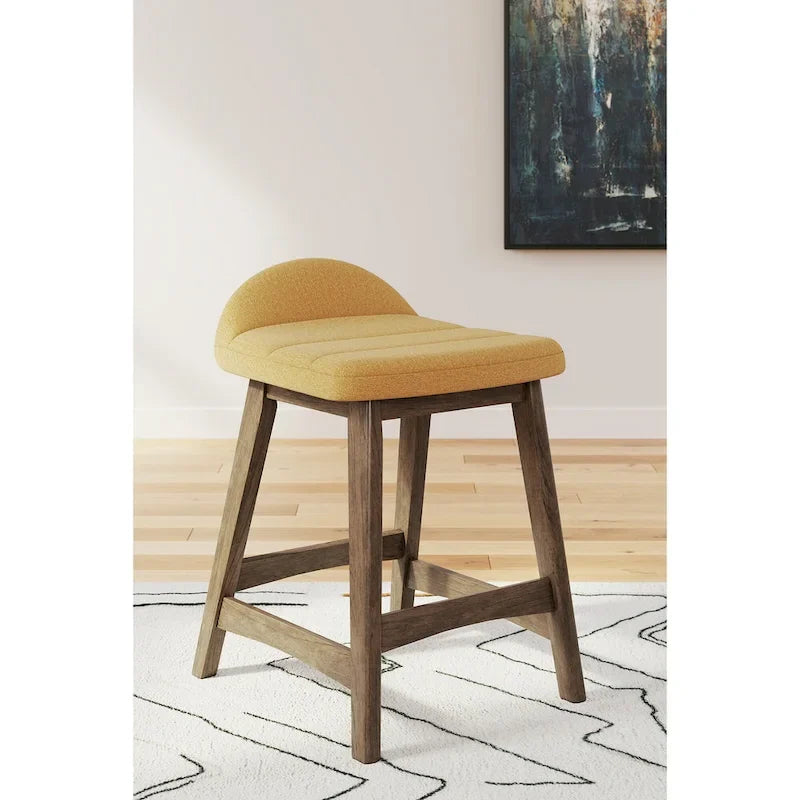 Tabouret de bar hauteur comptoir, lot de 2, style Mid-Century, polyester, coussin en mousse, structure en bois massif, 2 places, anthracite/sarcelle/gris/jaune