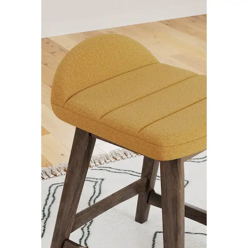 Tabouret de bar hauteur comptoir, lot de 2, style Mid-Century, polyester, coussin en mousse, structure en bois massif, 2 places, anthracite/sarcelle/gris/jaune