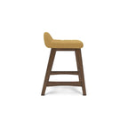 Tabouret de bar hauteur comptoir, lot de 2, style Mid-Century, polyester, coussin en mousse, structure en bois massif, 2 places, anthracite/sarcelle/gris/jaune