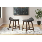 Tabouret de bar hauteur comptoir, lot de 2, style Mid-Century, polyester, coussin en mousse, structure en bois massif, 2 places, anthracite/sarcelle/gris/jaune