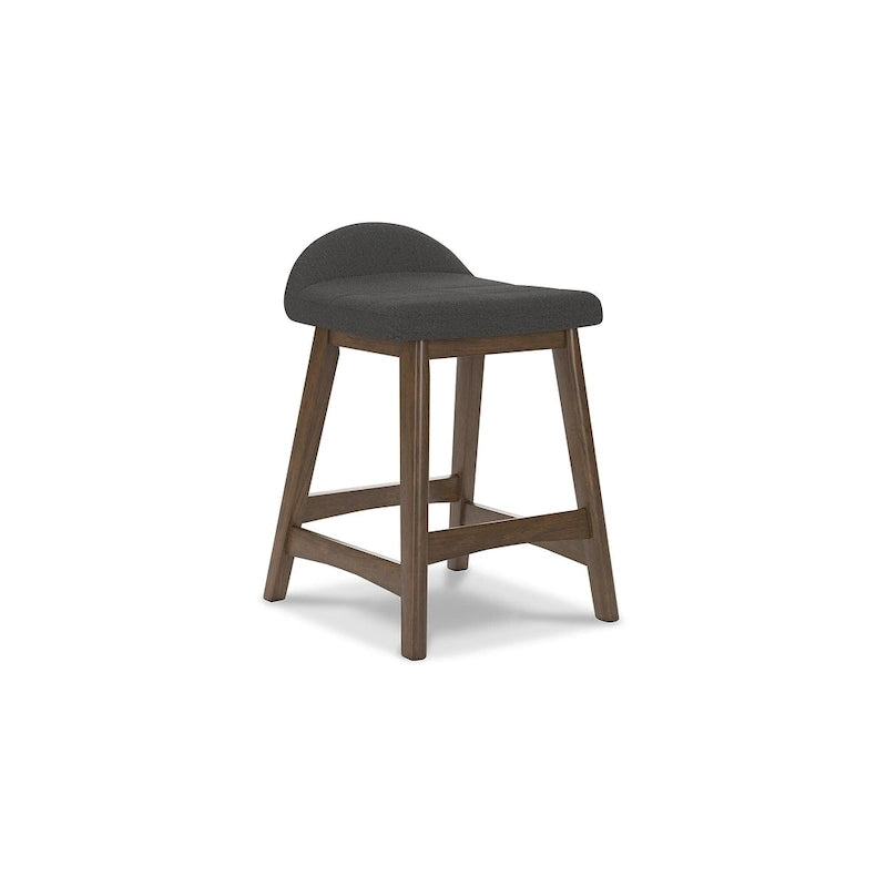 Tabouret de bar hauteur comptoir, lot de 2, style Mid-Century, polyester, coussin en mousse, structure en bois massif, 2 places, anthracite/sarcelle/gris/jaune